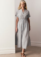 Load image into Gallery viewer, POL BAY DRESS BLUE/CHOC STRIPE