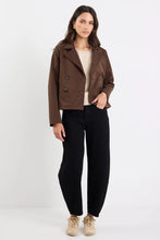 Load image into Gallery viewer, STORIES BE TOLD PATHWAY CHOCOLATE CROPPED TRENCH JACKET