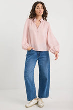 Load image into Gallery viewer, IVY + JACK PREMISE BLUSH STRIPE HIGH NECK BUTTONED LS TOP