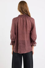 Load image into Gallery viewer, AMONG THE BRAVE PROSPECT CHOCOLATE TIE FRONT MID SLEEVE TOP