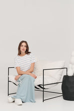 Load image into Gallery viewer, TAYLOR STRIPE SOLACE TEE MIST/IVORY