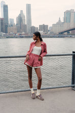 Load image into Gallery viewer, ROWIE RAMONA STRIPE LONG SLEEVE SHIRT CHERRY RED