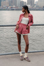 Load image into Gallery viewer, ROWIE RAMONA STRIPE LONG SLEEVE SHIRT CHERRY RED