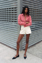 Load image into Gallery viewer, ROWIE RAMONA STRIPE LONG SLEEVE SHIRT CHERRY RED