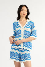 Load image into Gallery viewer, TUESDAY REVERE TOP BLUE CHEVRON