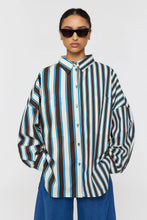 Load image into Gallery viewer, RICOCHET MARIN SHIRT BROWN + MINT STRIPE