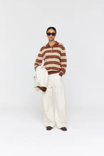Load image into Gallery viewer, RICOCHET NOE POLO COCOA + WHITE + BEIGE STRIPE