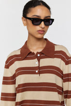Load image into Gallery viewer, RICOCHET NOE POLO COCOA + WHITE + BEIGE STRIPE