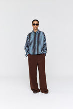 Load image into Gallery viewer, RICOCHET BOTIC SHIRT BROWN + COBALT NARROW STRIPE