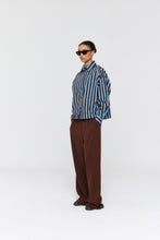 Load image into Gallery viewer, RICOCHET BOTIC SHIRT BROWN + COBALT NARROW STRIPE
