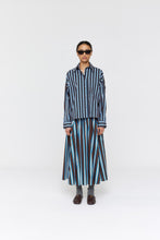 Load image into Gallery viewer, RICOCHET BOTIC SHIRT BROWN + COBALT NARROW STRIPE