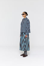 Load image into Gallery viewer, RICOCHET BOTIC SHIRT BROWN + COBALT NARROW STRIPE