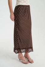 Load image into Gallery viewer, ROWIE MARINA SILK MIDI SKIRT CACAO SPOT