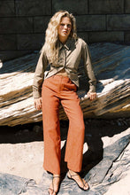 Load image into Gallery viewer, ROWIE CARLOTTA LINEN WIDE LEG PANT PAPRIKA STRIPE