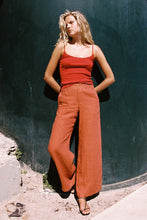 Load image into Gallery viewer, ROWIE CARLOTTA LINEN WIDE LEG PANT PAPRIKA STRIPE
