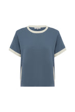 Load image into Gallery viewer, ROWIE RANIA CONTRAST KNIT TEE CHALK BLUE