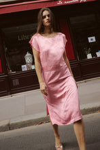 Load image into Gallery viewer, ROWIE CARLA JACQUARD MIDI DRESS PETAL PINK FLORAL