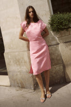 Load image into Gallery viewer, ROWIE CARLA JACQUARD MIDI DRESS PETAL PINK FLORAL