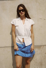 Load image into Gallery viewer, ROWIE FRANNIE SILK MINI SKIRT CORNFLOWER SPOT