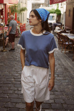Load image into Gallery viewer, ROWIE RANIA CONTRAST KNIT TEE CHALK BLUE