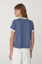 Load image into Gallery viewer, ROWIE RANIA CONTRAST KNIT TEE CHALK BLUE