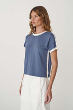 Load image into Gallery viewer, ROWIE RANIA CONTRAST KNIT TEE CHALK BLUE