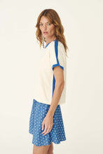 Load image into Gallery viewer, ROWIE RANIA CONTRAST KNIT TEE CORNFLOWER