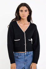 Load image into Gallery viewer, IVY + JACK RAPPORT BLACK V NECK CONTRAST EDGE CARDIGAN