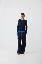 Load image into Gallery viewer, RICOCHET FOX LONG SLEEVE TEE DARK BLUE WITH BLUE TRIM