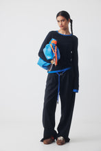 Load image into Gallery viewer, RICOCHET FOX LONG SLEEVE TEE DARK BLUE WITH BLUE TRIM