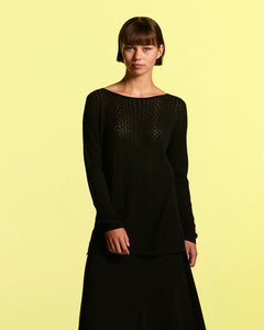 STANDARD ISSUE COTTON GUIPURE TOP BLACK