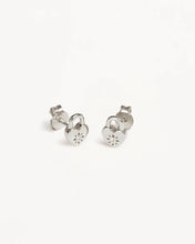 Load image into Gallery viewer, BY CHARLOTTE SILVER CRYSTAL LOTUS HEART PADLOCK STUD EARRINGS