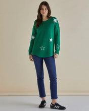 Load image into Gallery viewer, BETTY BASICS SOPHIE KNIT JUMPER GREEN STARS