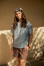 Load image into Gallery viewer, MARLOW SABLE LINEN TOP BLUE SMOKE