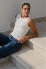Load image into Gallery viewer, AMONG THE BRAVE UNTAMED IVORY LACE SLEEVELESS BOAT NECK TOP
