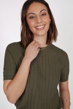 Load image into Gallery viewer, MARLOW SOLEIL KNIT TEE OLIVE