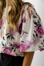 Load image into Gallery viewer, MAZU PUFF SLEEVE TOP ROSE PINK PRINT

