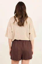 Load image into Gallery viewer, RE:UNION LIFESTYLE DARK CHOCOLATE TIE WAIST LINEN SHORT