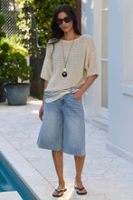 Load image into Gallery viewer, STORIES BE TOLD MAVERICK VINTAGE BLUE KNEE LENGTH BERMUDA DENIM SHORTS