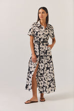 Load image into Gallery viewer, TUESDAY GODET SHIRT DRESS BLACK FLORAL