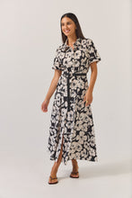 Load image into Gallery viewer, TUESDAY GODET SHIRT DRESS BLACK FLORAL