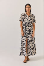 Load image into Gallery viewer, TUESDAY GODET SHIRT DRESS BLACK FLORAL