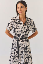 Load image into Gallery viewer, TUESDAY GODET SHIRT DRESS BLACK FLORAL
