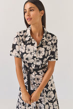 Load image into Gallery viewer, TUESDAY GODET SHIRT DRESS BLACK FLORAL