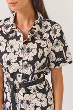 Load image into Gallery viewer, TUESDAY GODET SHIRT DRESS BLACK FLORAL