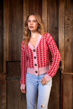 Load image into Gallery viewer, TUESDAY HOUNDSTOOTH CARDI PINK/RED
