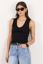 Load image into Gallery viewer, AMONG THE BRAVE VALE BLACK V NECK RIB TANK