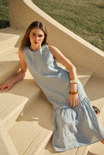 Load image into Gallery viewer, MARLOW VERONA LINEN DRESS BLUE SMOKE