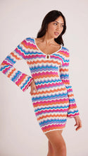 Load image into Gallery viewer, MINK PINK WILMA POINTELLE KNIT DRESS STRIPE
