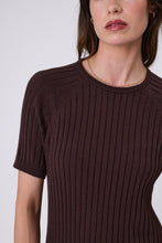 Load image into Gallery viewer, MARLOW WISP KNIT TEE CAROB